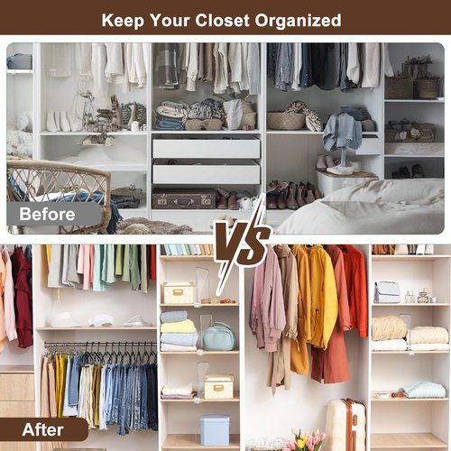10 Pack Shelf Dividers, Adjustable Shelf Dividers for Closet Organization with Non-Slip Design, Clear Acrylic Shelf Dividers for Clothes, Handbags, Purses, Towels, Bookshelf in Home Organization