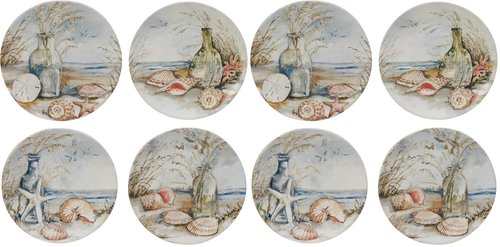 Certified International Coastal Landscape 9" Salad/Dessert Plates, Assorted Designs, Multicolor, Medium, Set of 4 (Pack of 2)