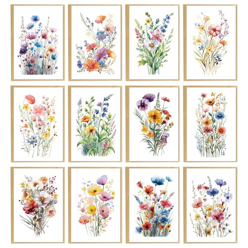 Naixiwen 24 Floral Blank Cards and Envelopes, 4x6 Wildflower Blank Note Cards for All Occasions - Sympathy Thank You Condolences Funeral Thinking of You Mother's Day Wedding Graduation, Etc