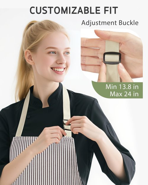 Syntus 2 Pack Kitchen Aprons, Apron for Cooking with 2 Pockets for Men Women Adjustable Bib Chef Apron