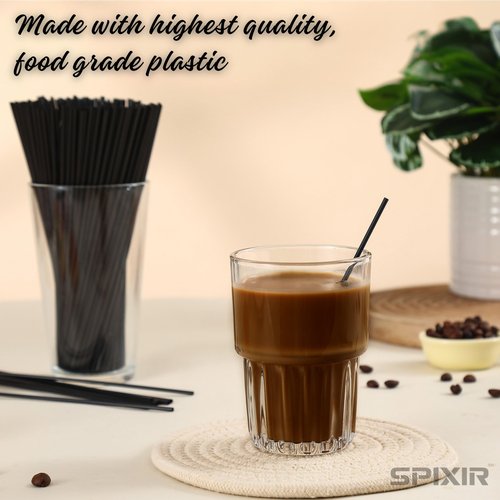 Coffee Stir Sticks, Disposable Plastic Drinking Straws, 5.5-inch Coffee Stirrers, 1000pcs Cocktail or Coffee Straws, Stirring Sticks, Black Straw