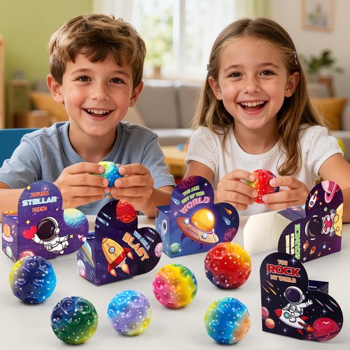 OCHIDO 24 Pack Valentines Day Cards for Kids with Bouncy Balls, Kids Valentines Day Gifts for School Classroom Exchange and Game Prizes, Valentines Party Favors for Boys Girls