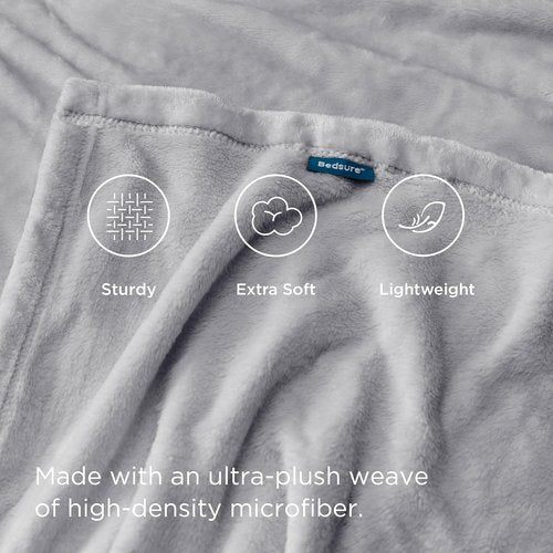 Bedsure GentleSoft Fleece Blanket - Cozy Small Throw for Kids, 43x55 Inches, Light Grey