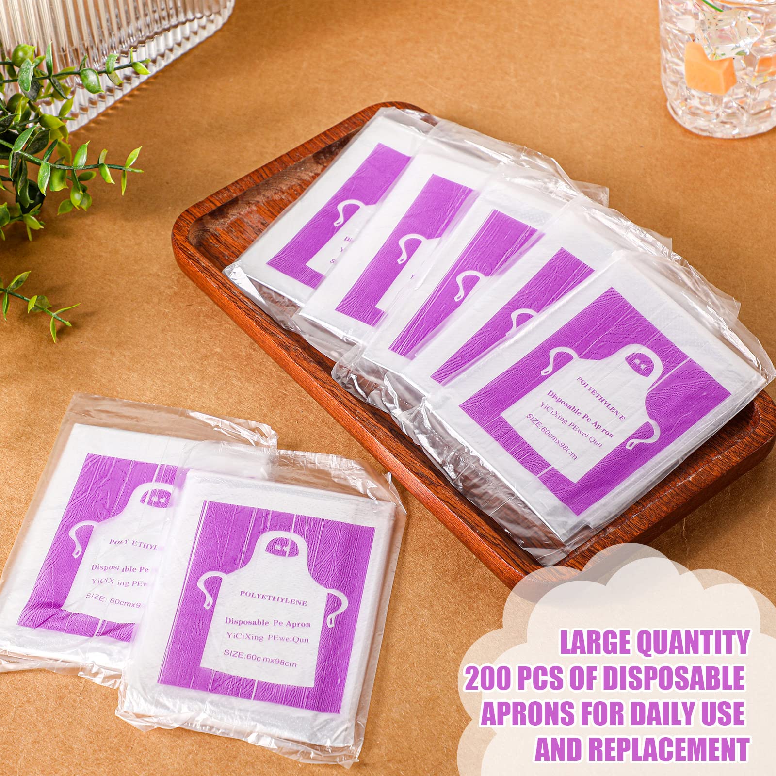 Tarpop 200 Pack Plastic Disposable Aprons 44 x 30 Inch Large Clear Aprons for Cooking Disposable Smocks for Adults Painting Picnic DIY Crafts Birthday Party, Meeting Various Needs