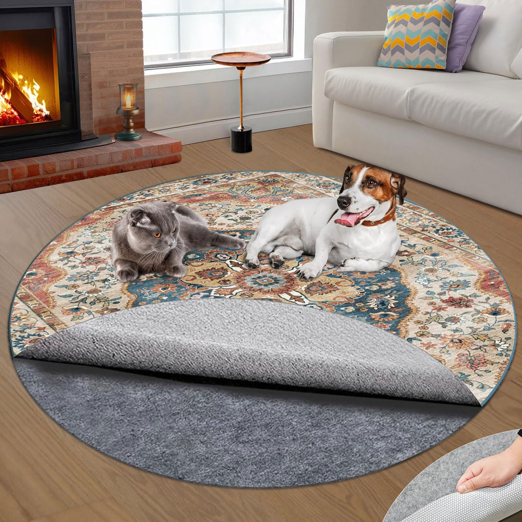 pdpdoc 8 Ft Round Rug Pad, Waterproof & Non Slip Rug Pads Felt + Rubber Backing, Under Rug Carpet Non Slip Pad for Hardwood Floors, Keep Your Rugs Safe and in Place (Round 8 Ft)