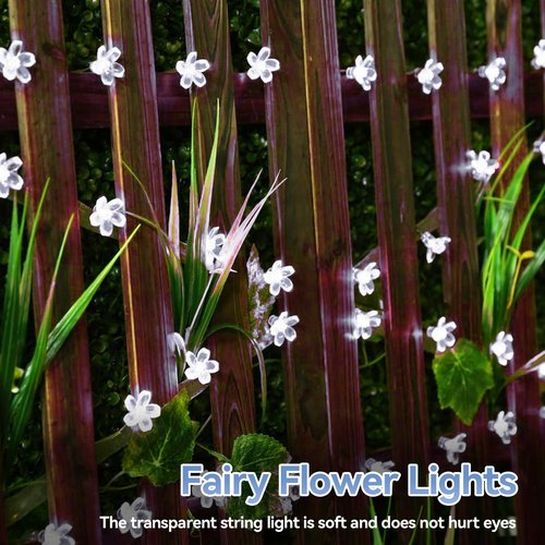 LIGHTOP Flower Fairy Light Battery Operated Indoor String Lights 30LED Cherry Blossom Lights Waterproof Decoration for Camping,Garden Fence,Birthday,Wedding Party,Bedroom （Cool White）