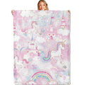 MIEPOS Unicorn Throw Blanket,50x60in,Soft, Lightweight Flannel,Magical Castle and Rainbow Pink Blankets,Gifts for Kids & Aniaml Lovers,for Couch Travel Picnics, Lounging Home Living Room Decor