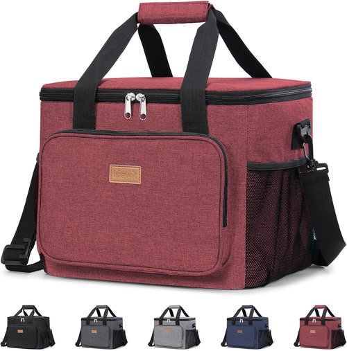 Lifewit Insulated Lunch Bag - Large Soft Cooler Tote for Adults | Burgundy, 40-Can Capacity (24L)
