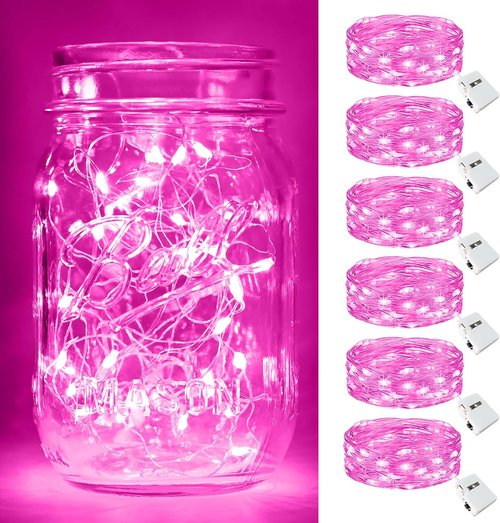 Btfarm Pink Fairy Lights - 7ft Battery Operated Twinkle String Lights | 20 LED Waterproof for Valentine's Day & Weddings