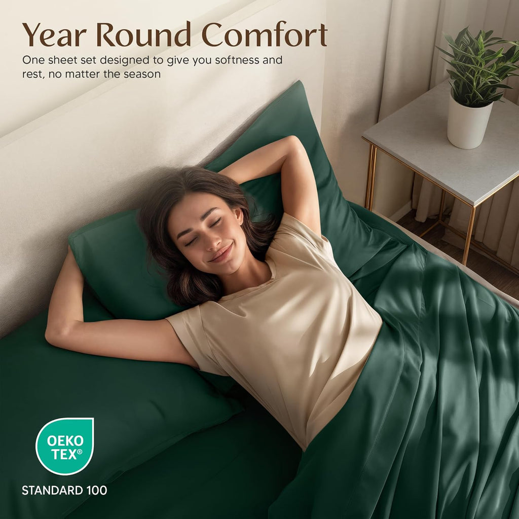 Utopia Bedding Queen Size Sheet Set - Soft, Breathable Microfiber | 4-Piece Emerald Green Bedding Set