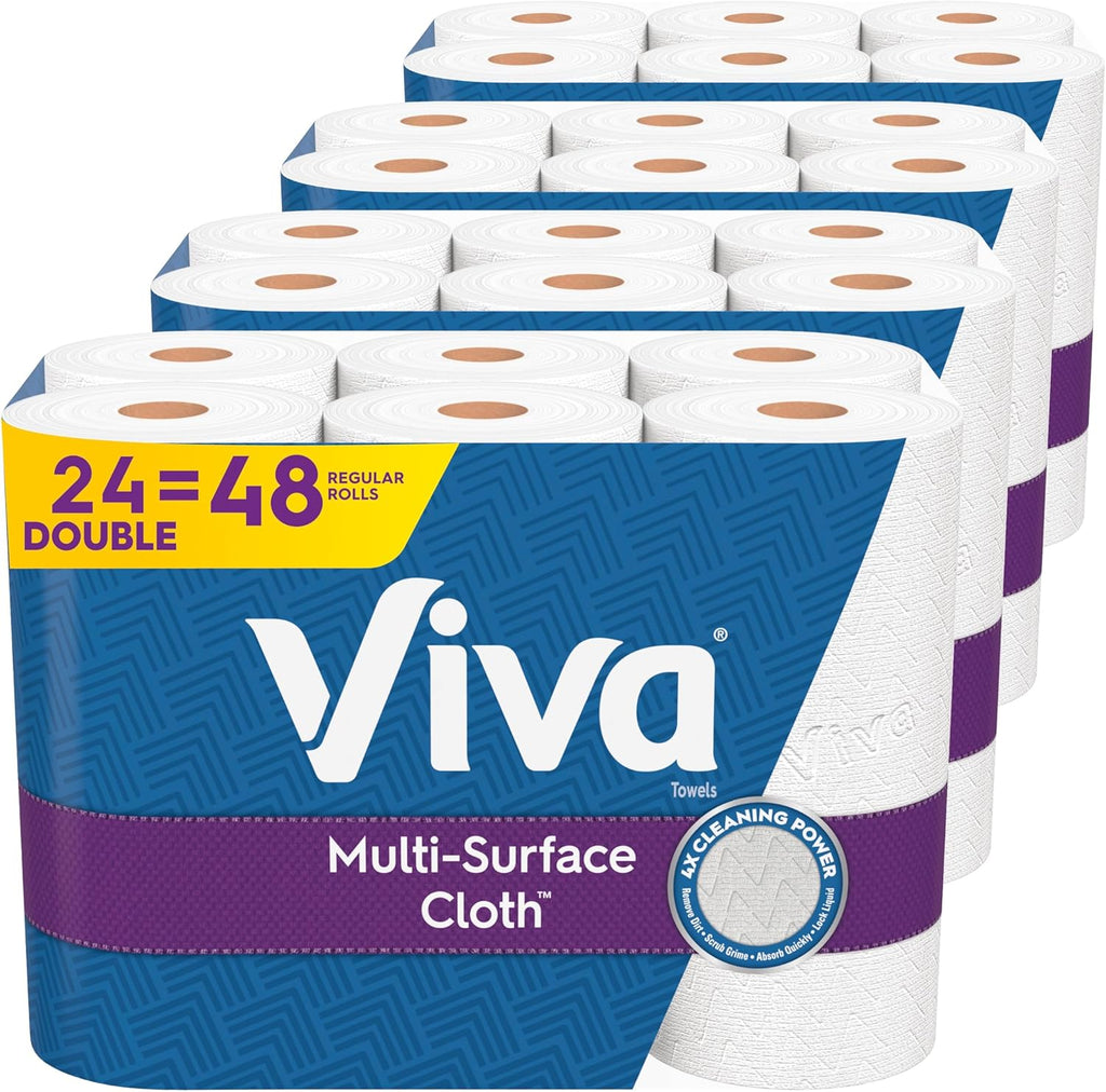 Viva Multi-Surface Cloth Paper Towels - 24 Double Rolls | 110 Sheets Per Roll for Ultimate Cleanliness