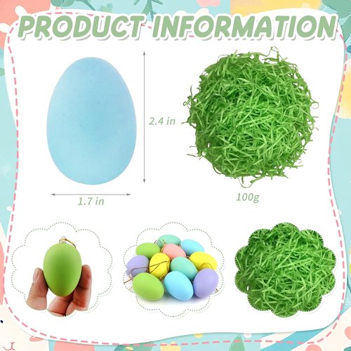 Letsroar Easter Bunny Decor Set - 3 Pack Flocked Bunnies (10", 13", 15") with Eggs & Grass | Spring Table Centerpiece