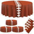 Oudain 3 Pcs Rugby Round Tablecloths, 84 Inches, PET Plastic, Disposable, Party Table Cover, Circle Tablecloth for Sports Themed Events