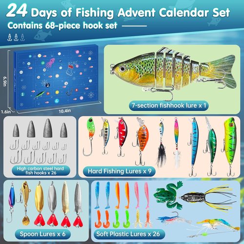 Advent Calendar 2025 Fishing Lure - Lifelike Multi-Jointed Swimbait Gift for Men & Boys | 24 Days of Surprises