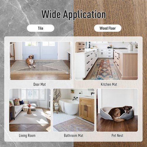 FuKuEn Rug-Gripper, Anti Slip Rug Grippers for Carpet, Upgraded Area Rug Pad Grippers Extra Sticky on Tile, Non-Slip Rug Pads Stopper for Hardwood Floor Washable Rug Tape Stickers 12x12cm 4 Pieces