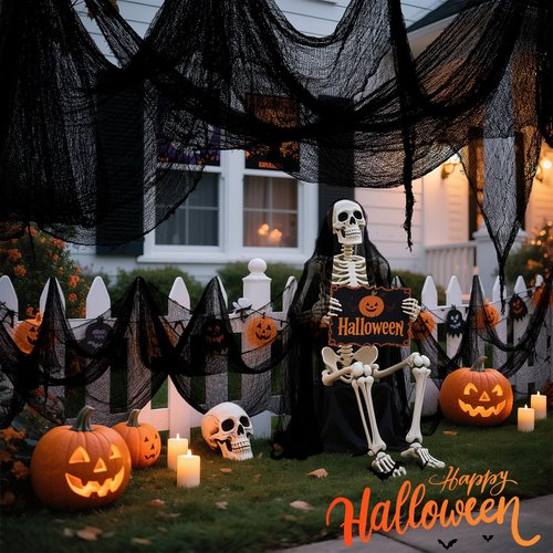 Land Guard Halloween Gauze Cloth, Black Creepy Cloth, 80×200 Inch Creepy Fabric Halloween for Haunted House Supplies, Party Outdoor, Indoor