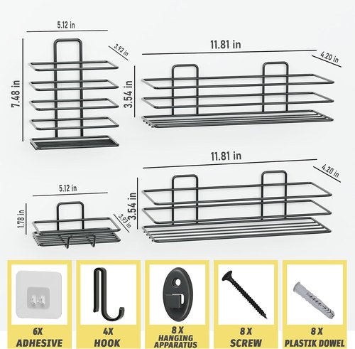 Dekula Shower Caddy Organizer - Rustproof Stainless Steel 4-Pack for Bathroom & Kitchen Storage