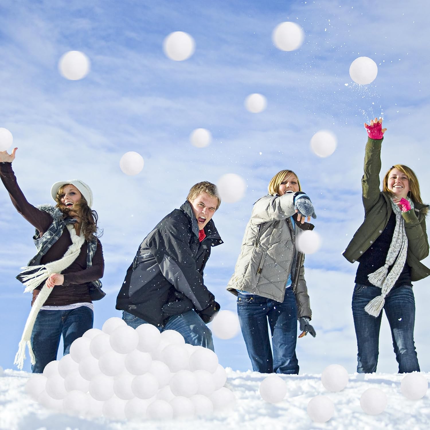 Skiennix 150 PCS Indoor Snow Ball Fight Set - Soft Plush White Snow Balls for Kids & Family Fun