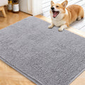 OLANLY Dog Door Mat - Absorbent Non-Slip Chenille for Muddy Paws | 40x32 Light Grey Indoor Entryway Carpet