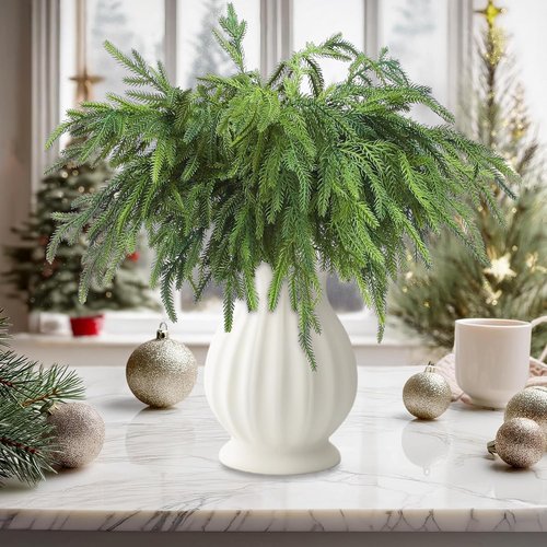 Bdor 18-Inch Artificial Norfolk Pine Branches - 12 Pack Faux Christmas Greenery for Wreaths & Centerpieces