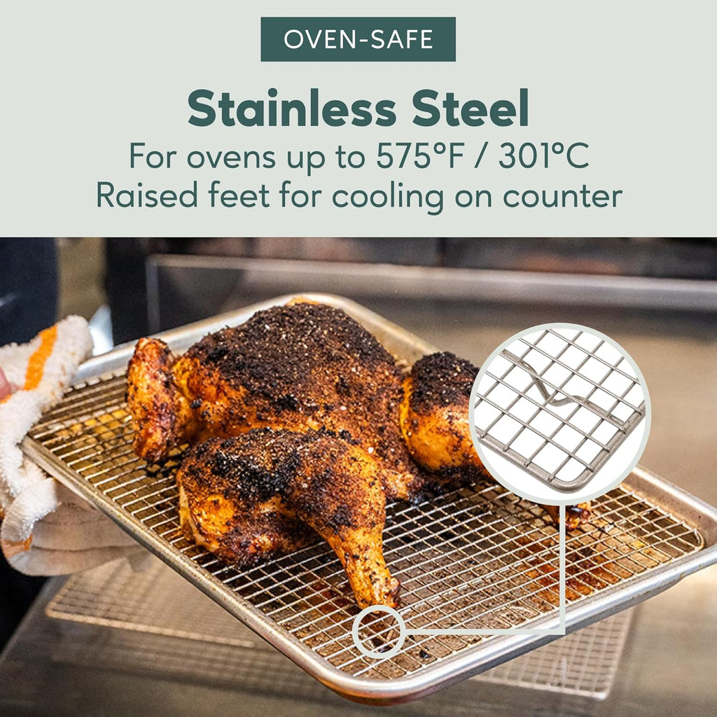 Ultra Cuisine Stainless Steel Cooling & Baking Rack Set - Oven & Dishwasher Safe - Heavy Duty - 8.5x12 Inches - Set of 2