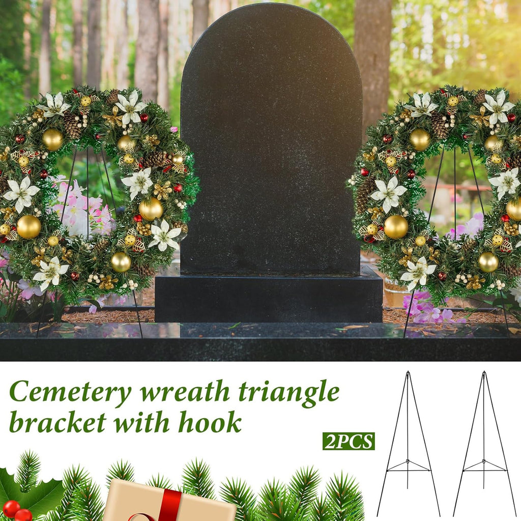 Soaoo Christmas Wreath Stand - Metal Easel for Cemetery Grave Flowers | 30-Inch Holder