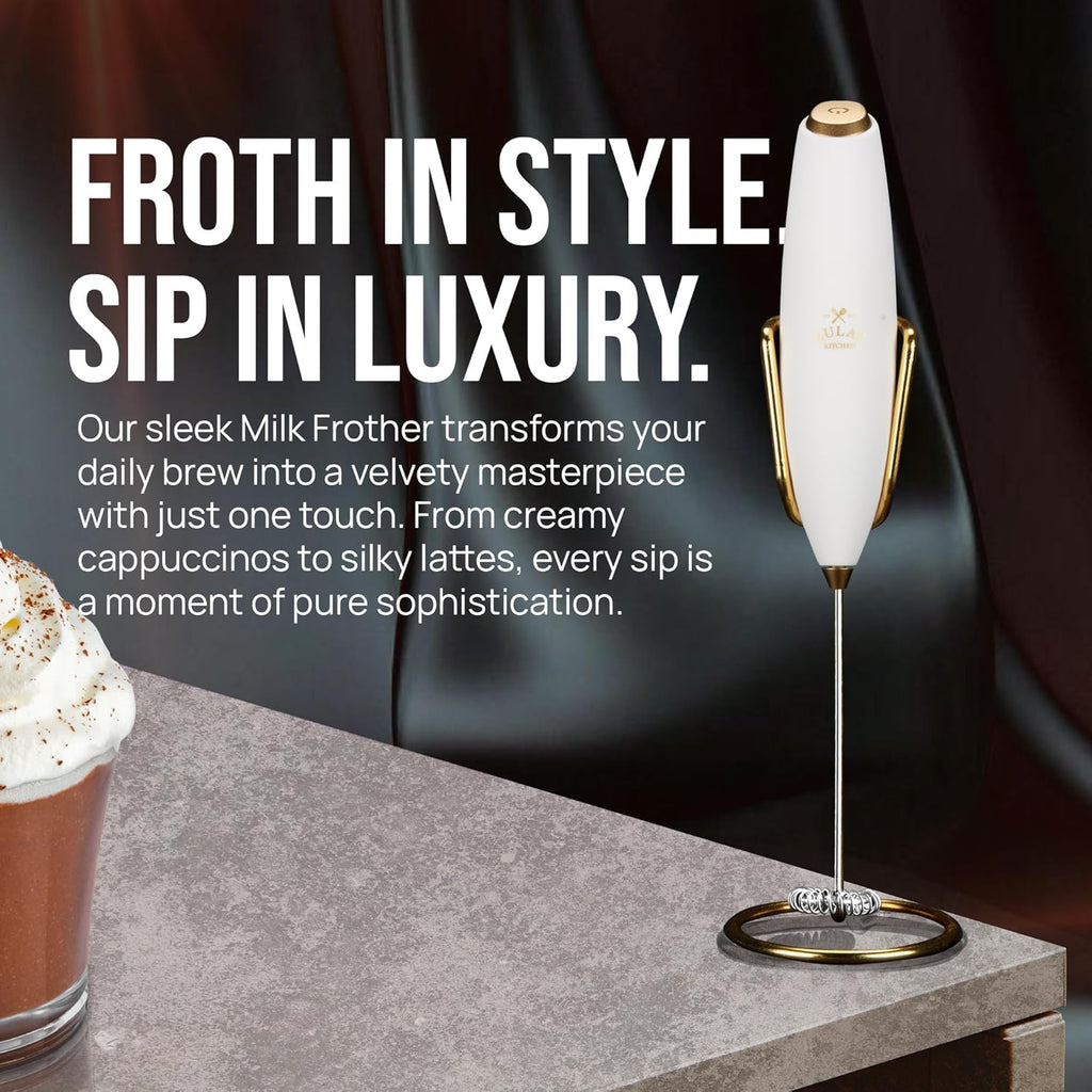 Zulay Kitchen Milk Frother - Luxury Handheld Electric Foam Maker with 4 Duracell Batteries | Perfect for Coffee, Lattes & Hot Chocolate