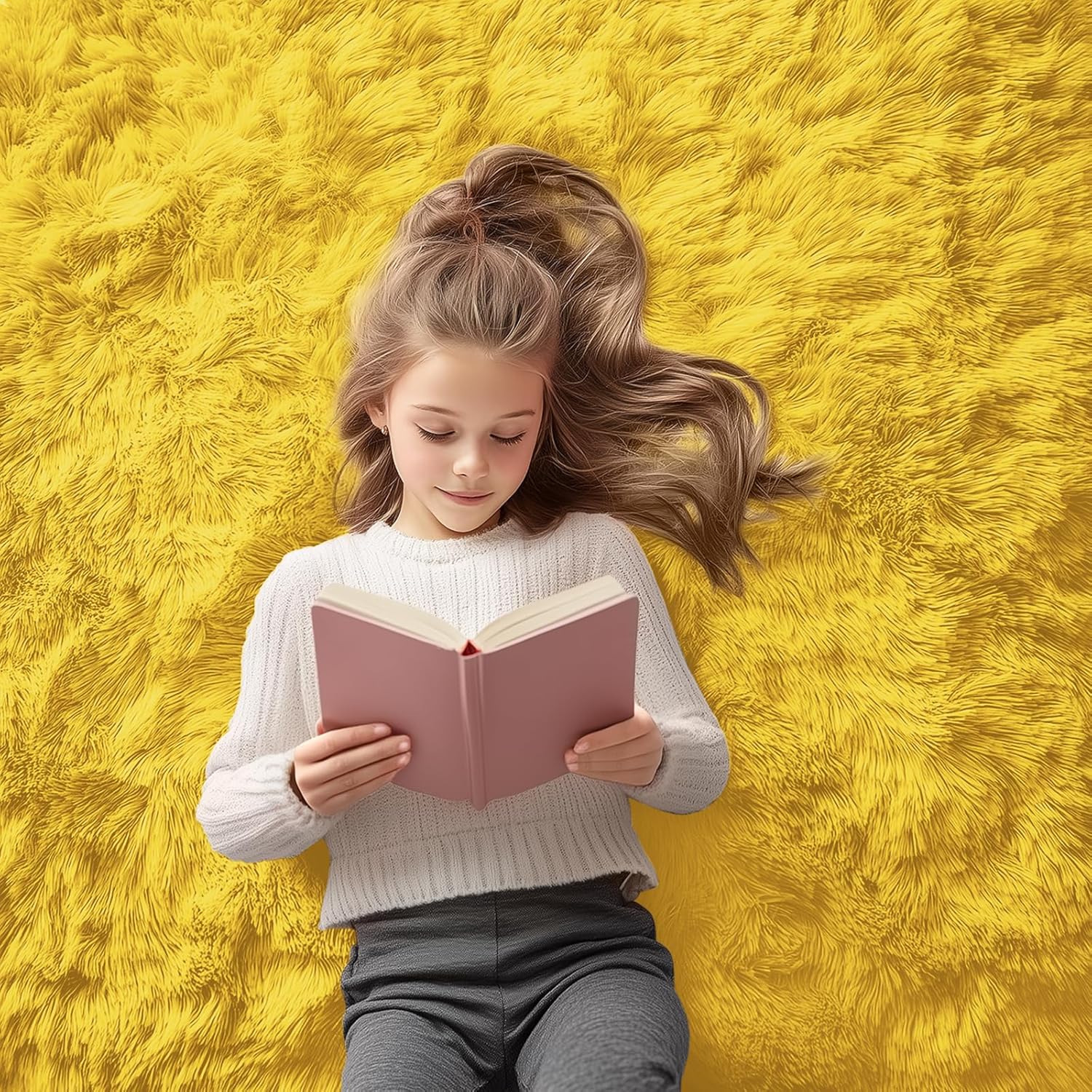 OLANLY Runner Rugs - Soft, Machine Washable Shaggy Carpet for Hallways & Bedrooms | Yellow 2x4 ft