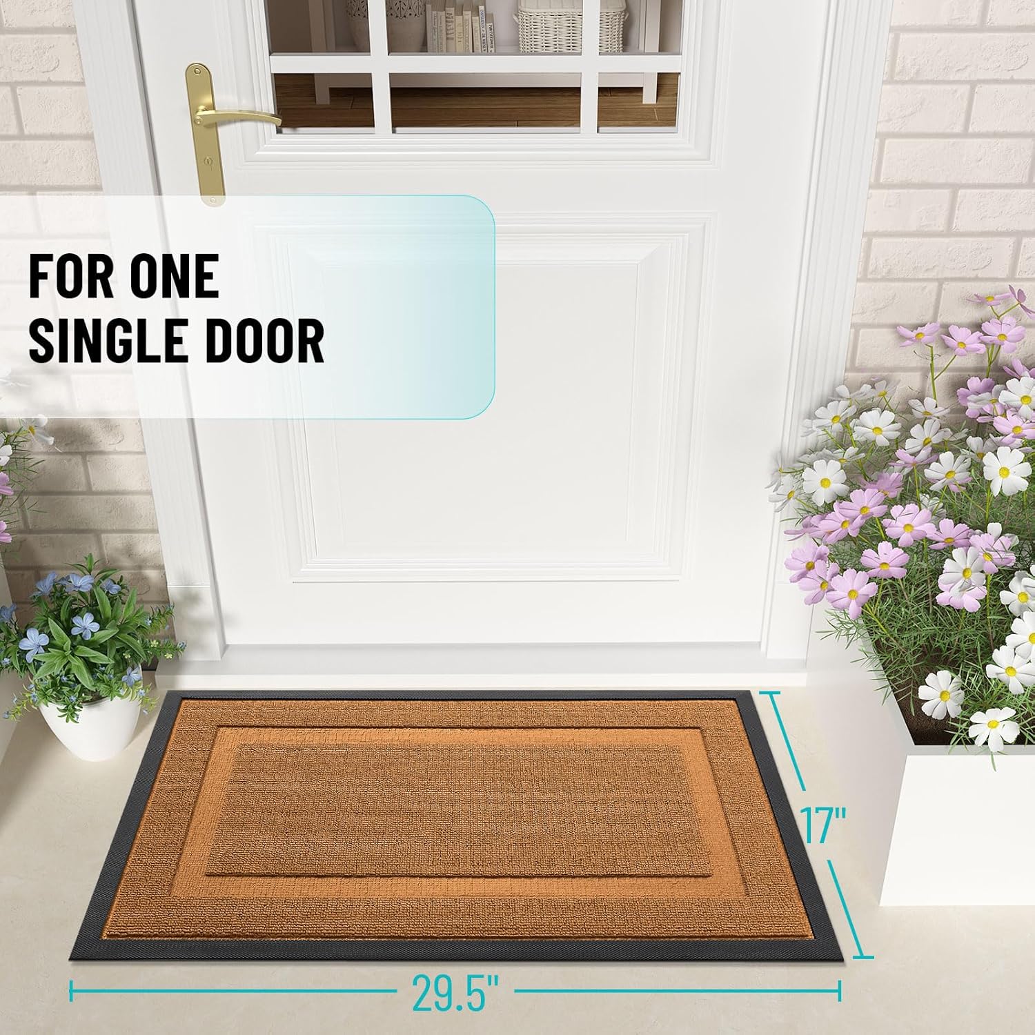 OLANLY Waterproof Front Door Mat - All-Season Indoor/Outdoor Doormat, Easy Clean, 29.5x17, Tangerine Orange