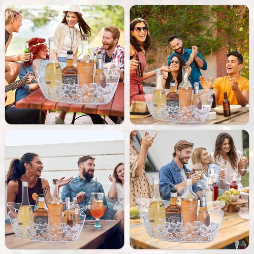 2-Pack Clear Ice Bucket Set – Beverage Tub & Champagne Bucket,Perfect for Mimosa Bar Supplies,Ice Buckets for Parties,and Events