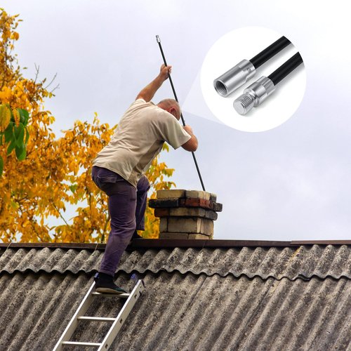Layhit 8 Pcs 24 ft Fiberglass Chimney Brush Rods Kit Extension Rod Total Fiberglass Chimney Brush Rod for 1/4 Npt Cleaning Hearth Fireplace