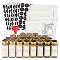 Talented Kitchen 24-Pack Glass Spice Jars - 4 Oz Square Bottles & Gold Metal Caps - Refillable Shaker & Pour Lids, 284 Preprinted Stickers - Seasoning Organizer for White & Gold Kitchen Organization