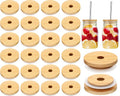Cunhill 80 Pieces 70mm Bamboo Jar Lids Bulk with Straw Hole for Glass Cups Reusable Mason 2.76 Inch Wooden Lids with Silicone Ring for Beer Can Cups Regular Mouth Drinking Jars