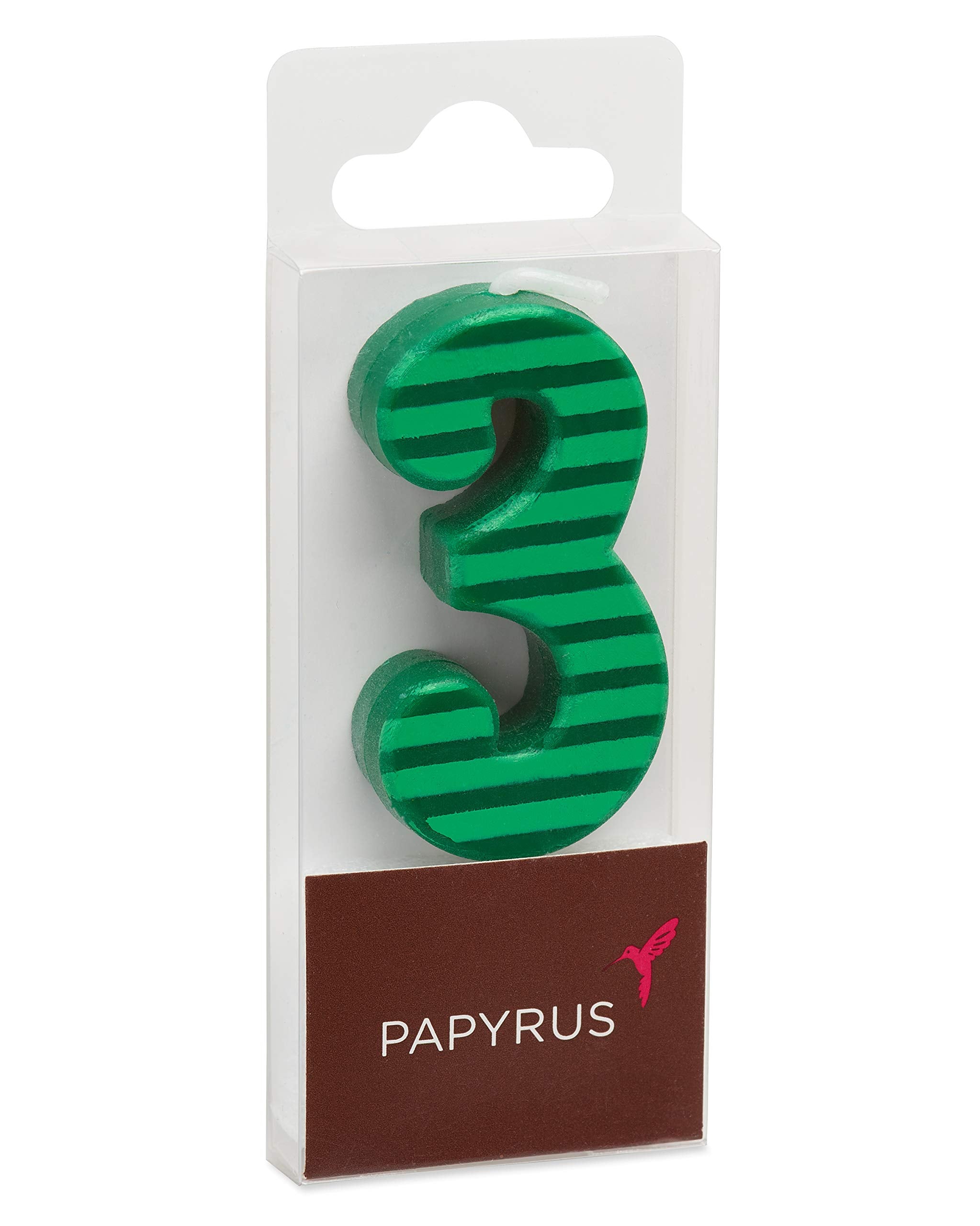 Papyrus Number Birthday Candles Pack, Green Stripes (10-Count)