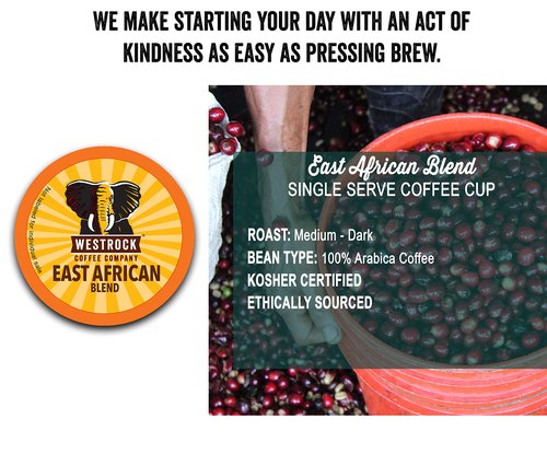 Westrock Coffee Company, East African Blend, Single Serve Coffee Cup, Medium-Dark Roast (80)
