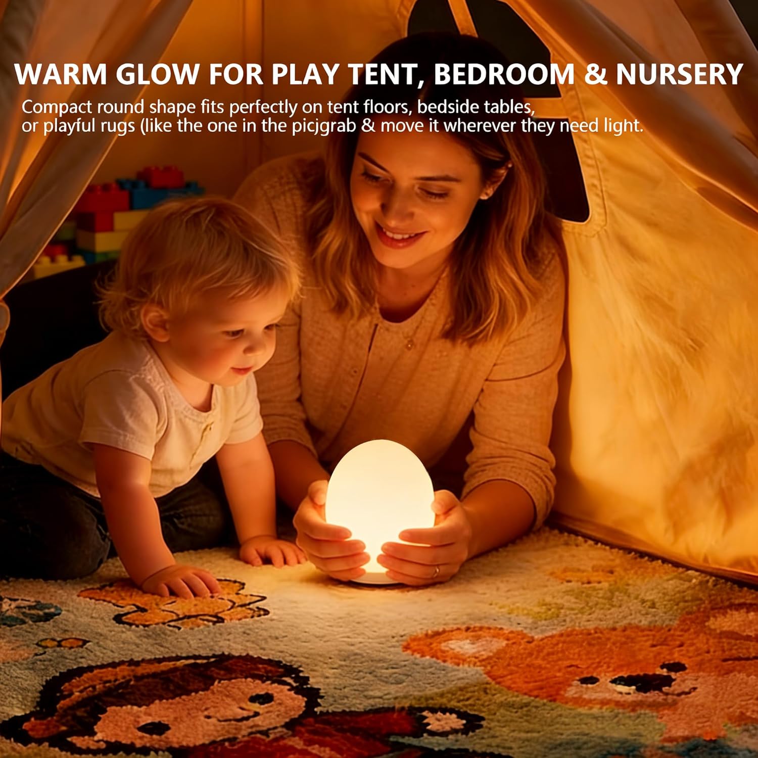 Skiennix Egg Night Light - 7 Color Changing Portable Lamp with 30-Minute Timer for Kids' Nursery