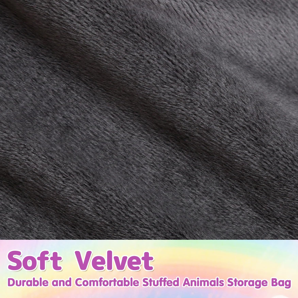 Stuffed Animals Storage Bean Bag Chair for Kids and Adults, Stuffed Animals Bean Bag Storage, Luxury Velvet Stuffie Seat - COVER ONLY(Dark Grey 200 L/52 Gal)