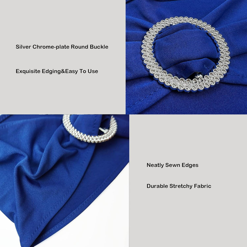 Spandex Chair Sashes - 50PCS Stretch Chair Ties with Buckle Slider for Wedding & Party Decor | Royal Blue