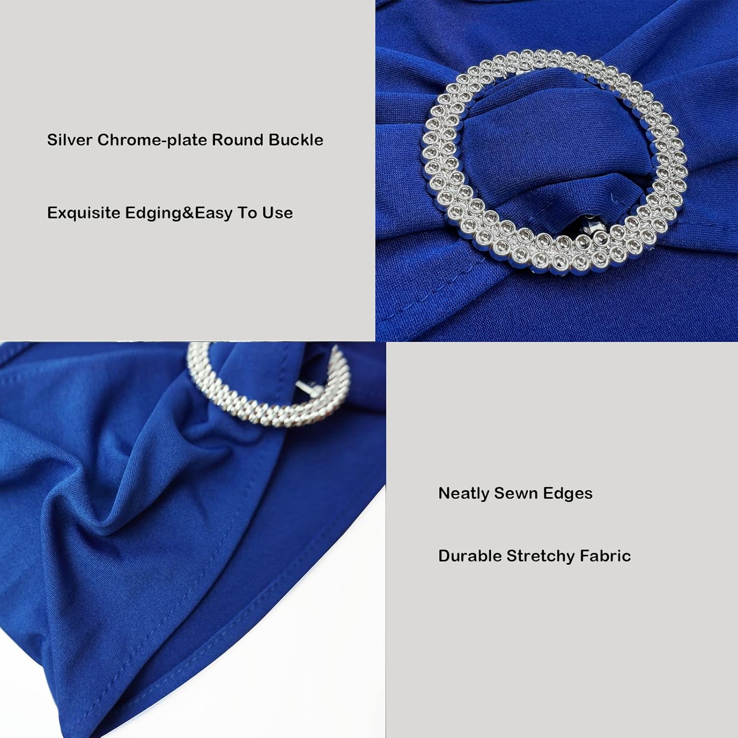 Spandex Chair Sashes - 50PCS Stretch Chair Ties with Buckle Slider for Wedding & Party Decor | Royal Blue