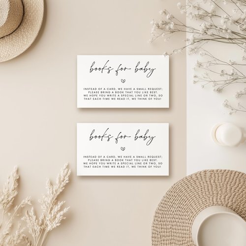 Books For Baby Cards, 3.5x2 White, Books For Baby Shower Request Cards - Bring a Book Instead of a Card Baby Shower