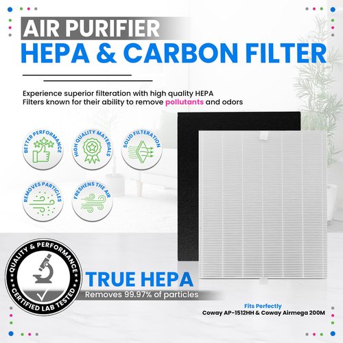 Bagean AP-1512HH Filter Compatible with Coway Airmega AP-1512HH & 200M Air Purifier - Fit Coway Filter Replacement - H13 True HEPA Filters Removes 99.97% particles Freshens the Air (2 HEPA + 4 Carbon)