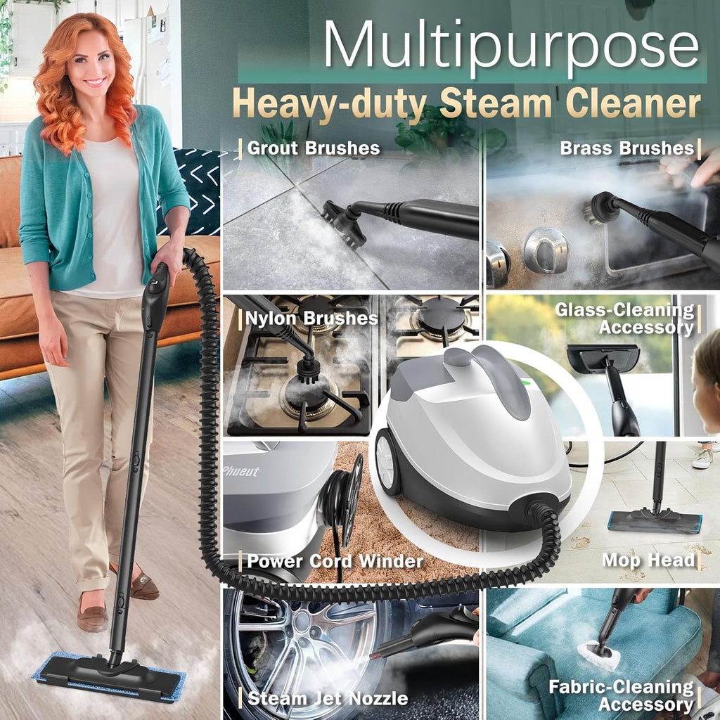 Skiennix Steam Cleaner - 1800W Powerful Multipurpose Mop with 28 Accessories & 1.5L Tank | Chemical-Free Floor Cleaning