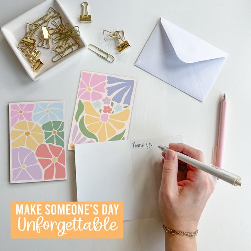 Hadley Designs Blank Cards and Envelopes – 54 Greeting Blank Notecards with Envelopes Bulk, Notecards Stationery Card Set, Stationary Note Cards, Floral Greeting Card Pack, Designed in USA