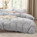 Bedsure Duvet Cover Set - Light Grey Full Size Bedding, Extra Soft Cotton-Like Polyester, 3 Pieces with Zipper Closure & 2 Pillow Shams, 80x90 Inches