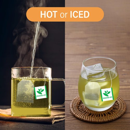 MAEDA-EN Genmai-cha with Matcha Roasted Rice and Green 200 Tea Bags Powder Japanese Origin Green Tea Leaves Individually Wrapped Teabags 18554 2pk