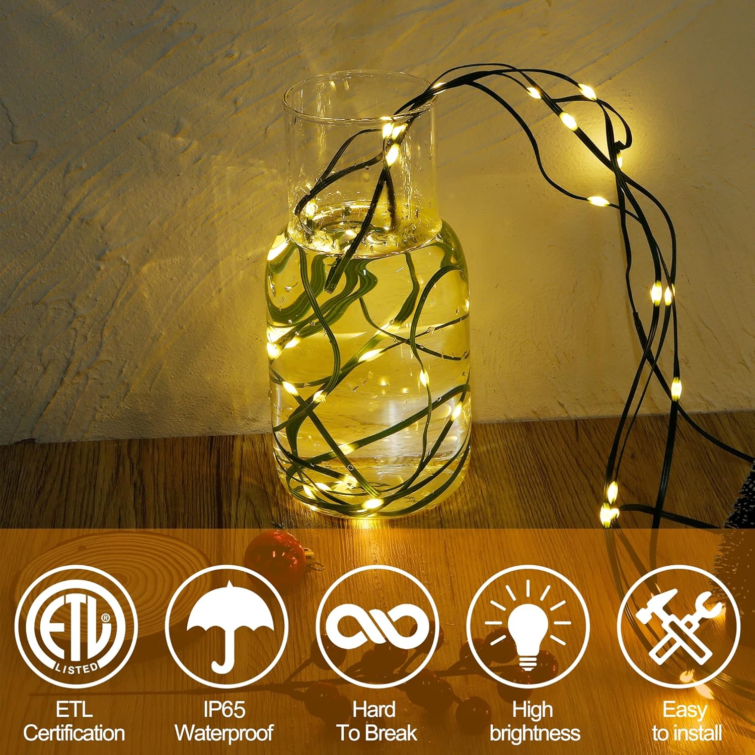 WATERGLIDE 328 FT Extra Long Fairy String Lights - 1000 LED Waterproof Green Wire for Outdoor Holiday Decor | Warm White