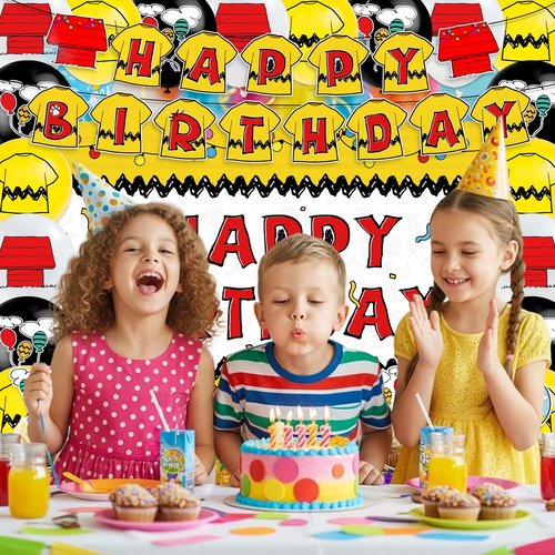 42Pcs Cartoon Dog Red House Birthday Party Supplies Puppy Baby Shower Decorations Disposable Birthday Banner, Cake Toppers, Balloons Cute Dog Anime Theme Red House Party Decorations
