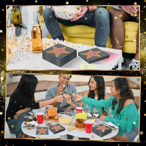 Feifeiya 60 Pcs Movie Star Cocktail Paper Napkins 6.5 x 6.5 Inches Disposable Paper Napkins Dessert Beverage Napkin for Decoupage Luncheon Napkin for Theme Party Wedding Birthday Party