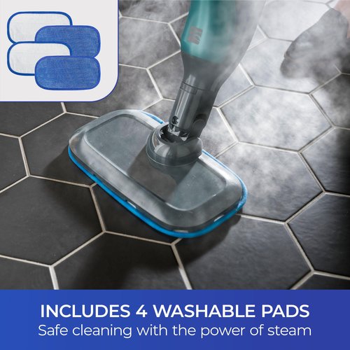 Kenmore KP1010 Steam Mop Textile Pads, 4 Washable Pads for Kenmore SM2050 2-in-1 Steam Mop Hard Floor Cleaner, Blue