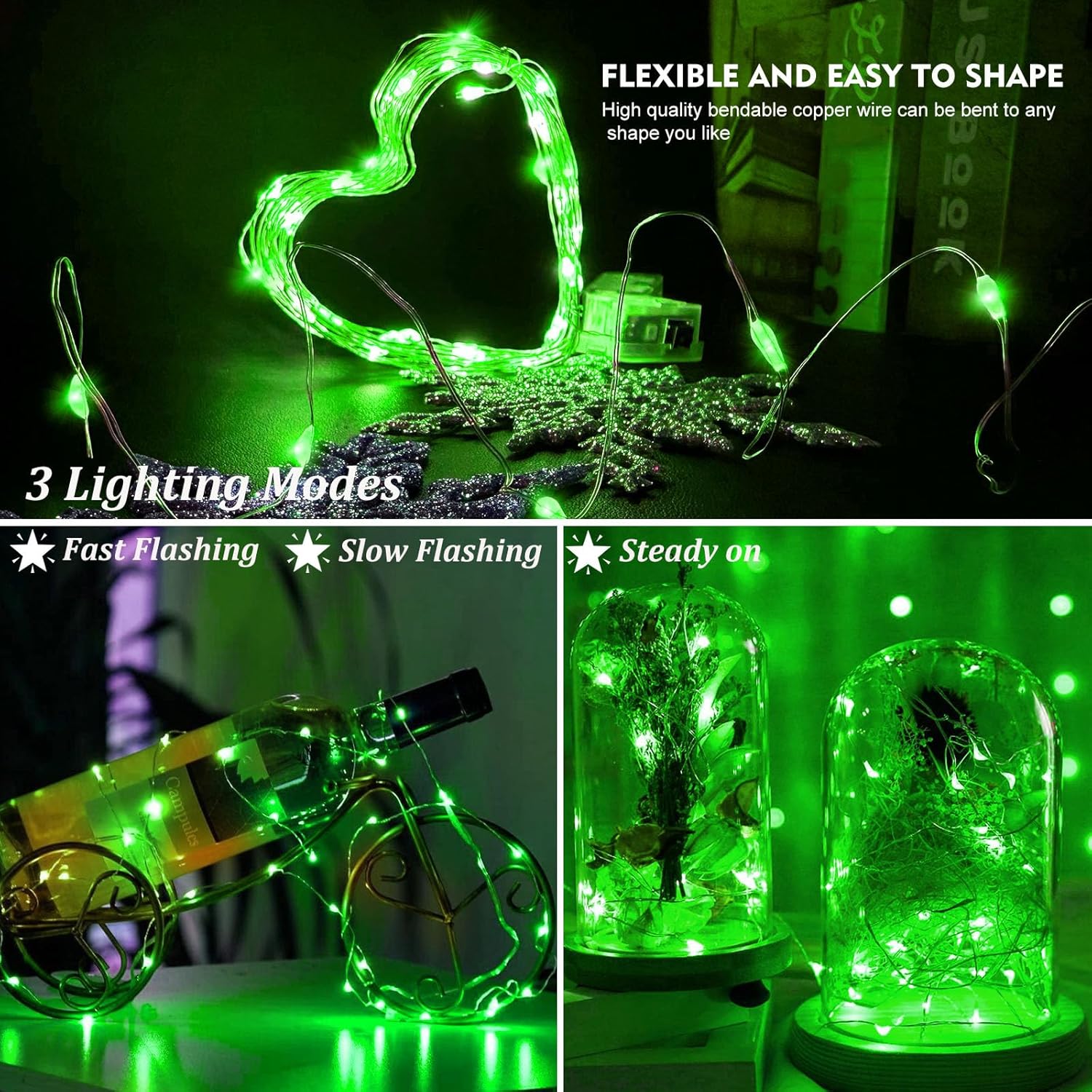 AIKEI LED Fairy Lights - 6 Pack Battery Operated Mini String Lights, Waterproof 7ft, 20 LED for Wedding & Party Decor